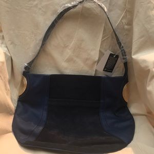 NWT blue B Makowsky leather shoulder bag